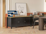 Sideboard, Buffet Cabinet with Doors and Adjustable Shelves for Living Room, Entryway, Black and T3398P551786