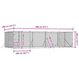 Outdoor Dog Kennel Silver 8x4x2 m Galvanised Steel 3190463