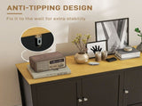 Sideboard, Buffet Cabinet with Doors and Adjustable Shelves for Living Room, Entryway, Black and T3398P551786