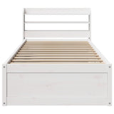 Bed Frame with Headboard White 90x190 cm Single Solid Wood Pine 3307105