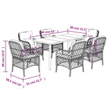 7 Piece Garden Dining Set with Cushions Grey Poly Rattan 3212191
