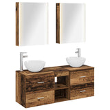 Bathroom Furniture Set 5 pcs Old Wood Engineered Wood and Glass 3406733