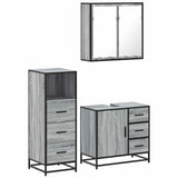 3 Piece Bathroom Furniture Set Grey Sonoma Engineered Wood 3301018