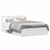 Bed Frame with Headboard White 135x190 cm Double Solid Wood Pine 3307099