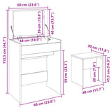 Dressing Table and Stool Sonoma Oak 60x40x113.5 cm 848215
