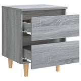 Bed Cabinets with Solid Wood Legs 2 pcs Grey Sonoma 40x35x50 cm 813125