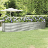 Garden Raised Bed Galvanised Steel 396x100x68 cm Silver 319077