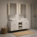 Bathroom Furniture Set 5 pcs White Engineered Wood and Glass 3406767