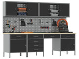 Work Cabinet 10 pcs Black and Grey Engineered Wood and Steel 3321478