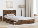 Storage Bed with Drawer Smoked Oak 90 x 200 cm Engineered Wood 3410837