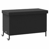 Garden Storage Box with Wheels Black 110x55x73 cm Poly Rattan 4103826