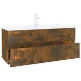 Sink Cabinet with Built-in Basin Smoked Oak Engineered Wood 3152885