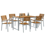 Garden Dining Set 7 pcs Grey and brown Solid acacia wood 3284360