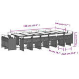 17 Piece Garden Dining Set with Cushions Black Poly Rattan 3211243