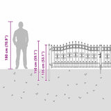 Fence Gate with Spear Top with Lock Grey 404 x 100 cm Steel 42009048