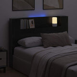 Storage Headboard with LED Black Oak Engineered Wood 3418667