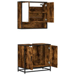 ZNTS 2 Piece Bathroom Furniture Set Smoked Oak Engineered Wood 3300917