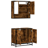 2 Piece Bathroom Furniture Set Smoked Oak Engineered Wood 3300917