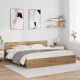 Bed Frame Artisan Oak 200 x 200 cm Engineered Wood 3403602