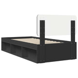 Bed Frame with Headboard Black 90 x 200 cm Solid Pine Wood 3412124