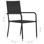 ZNTS Garden Dining Chairs 6 pcs Stackable Black Poly Rattan 318722