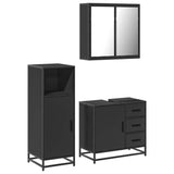 ZNTS 3 Piece Bathroom Furniture Set Black Engineered Wood 3300955