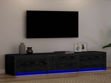 TV Cabinet with LED Black Oak 165 x 34 x 40 cm Engineered Wood 8006552