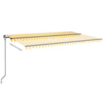 Manual Retractable Awning with LED 500x350 cm Yellow and White 3069223