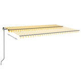 Manual Retractable Awning with LED 500x350 cm Yellow and White 3069223