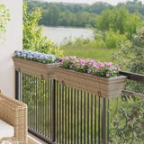 ZNTS Planters with hooks 2 pcs Grey Poly Rattan 366406