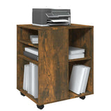Rolling Cabinet Smoked Oak 60x53x72 cm Engineered Wood 815969