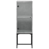 Side Cabinet with Glass Doors Concrete Grey 35x37x100 cm 836556