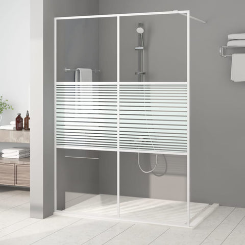 Walk-in Shower Wall White 140x195 cm Clear ESG Glass 152154