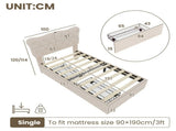 3ft Single Upholstered Bed with Rivet Design and Charging Station, Two Storage Drawers, Adjustable N652P412012B