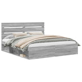 Bed Frame Grey Sonoma 180 x 200 cm Solid Pine Wood 3411717