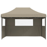 Foldable Party Tent Pop-Up with 3 Sidewalls Taupe 4005018