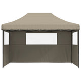 ZNTS Foldable Party Tent Pop-Up with 3 Sidewalls Taupe 4005018