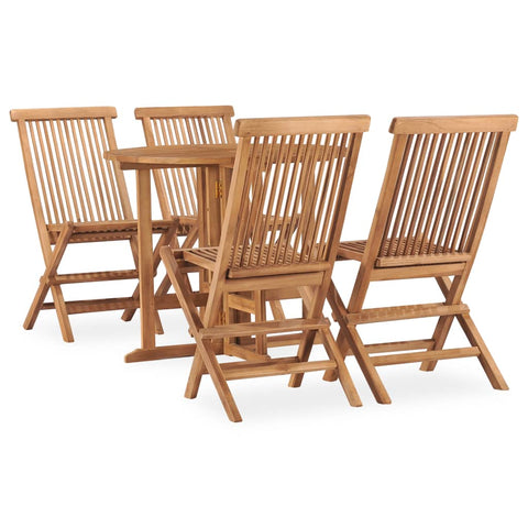 ZNTS 5 Piece Folding Outdoor Dining Set Solid Teak Wood 3059977