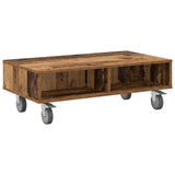 Side Table with Wheels Old Wood 90 x 50 x 30 cm Engineered Wood 891022