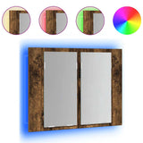 LED Mirror Cabinet Smoked Oak 60x12x45 cm Engineered Wood 822841