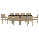 Garden Dining Set 11 pcs Beige Poly Rattan 3365419