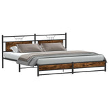 Metal Bed Frame without Mattress Smoked Oak 193x201 cm 3325111