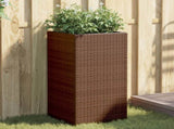 Garden Planter Brown 40x40x80 cm Poly Rattan 366414