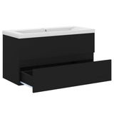Sink Cabinet with Built-in Basin Black Engineered Wood 3071559