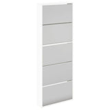 Shoe Cabinet 5-Layer Mirror White 63x17x169.5 cm 273938