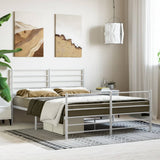 Metal Bed Frame without Mattress with Footboard White 120x200cm 352384