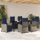 Garden Dining Set with Cushion 7 pcs Grey Poly Rattan 3380475