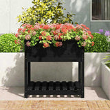 Planter with Shelf Black 82.5x82.5x81 cm Solid Wood Pine 823798