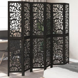 Room Divider 6 Panels Black Solid Wood Paulownia 358763
