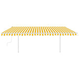 Manual Retractable Awning with LED 5x3 m Yellow and White 3069983